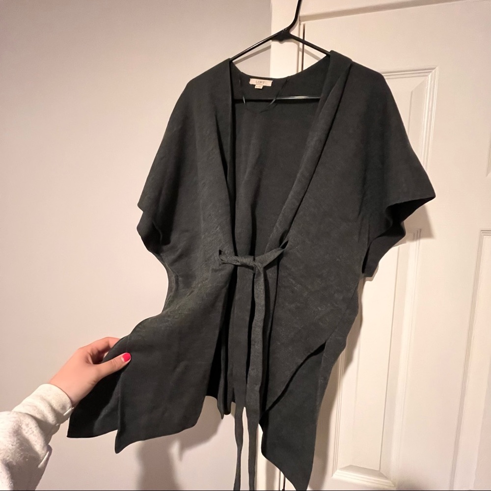 LOFT Knit Pancho in Gray Size M/L
